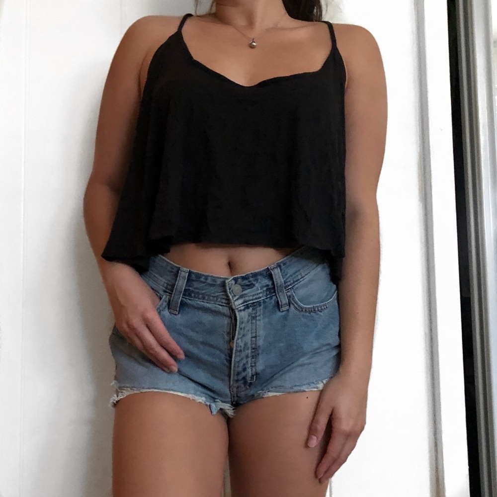 PINK Black Flowy Tank